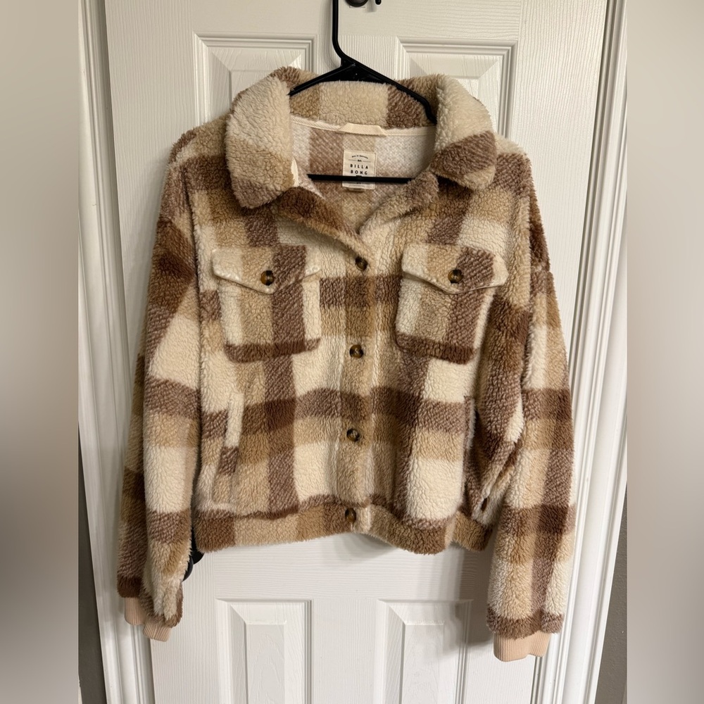 Billabong Plaid Sherpa Button Jacket